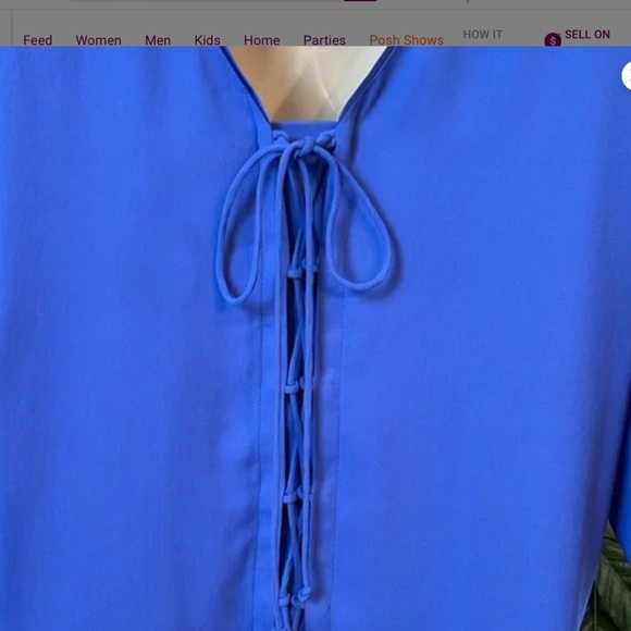 WHBM Lace-Up Back Kimono Blouse in Ultramarine size xs EUC - Picture 9 of 9
